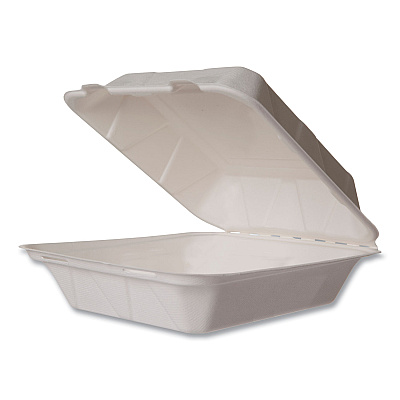 Vegware Nourish Molded Fiber Takeout Containers, Compostable, 7.9 x 7.9 x 2.9, White, Sugarcane, 200/Carton (WH8HW)