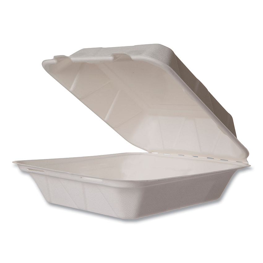 Vegware Nourish Molded Fiber Takeout Containers, Compostable, 7.9 x 7.9 x 2.9, White, Sugarcane, 200/Carton (WH8HW)