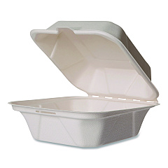 Vegware Nourish Molded Fiber Takeout Containers, Compostable, 5.9 x 5.9 x 2.9, White, Sugarcane, 400/Carton (WH6HW)