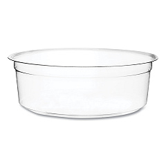 Vegware Round Deli Pots, Compostable, 8 oz, 4.6" Diameter x 1.5"h, Clear, Plastic, 500/Carton (CFDC08)
