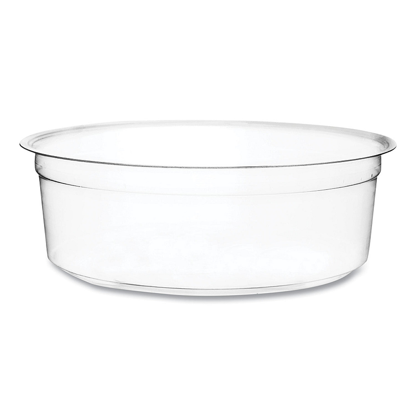 Vegware Round Deli Pots, Compostable, 8 oz, 4.6" Diameter x 1.5"h, Clear, Plastic, 500/Carton (CFDC08)