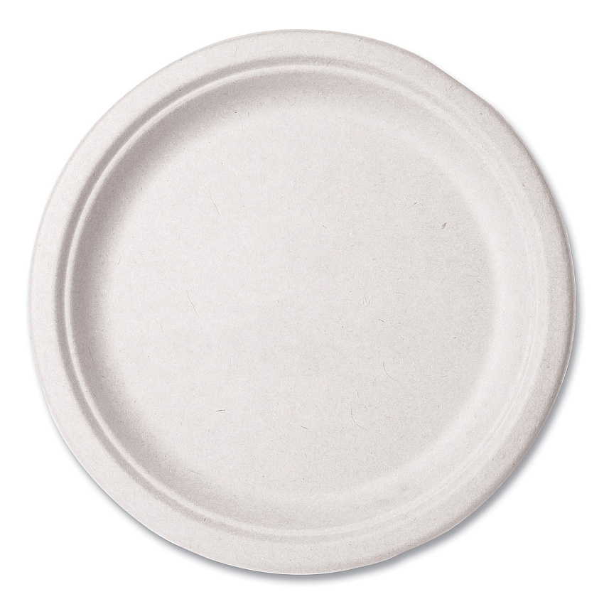 Vegware Molded Fiber Tableware, Compostable, Plate, 10" Diameter, White, 500/Carton (WHBRG10)