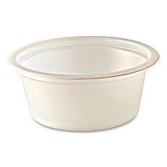 Fabri-Kal Portion Cups, Squat, 1 oz, Translucent, 125/Sleeve, 20 Sleeve/Carton (PC100S)