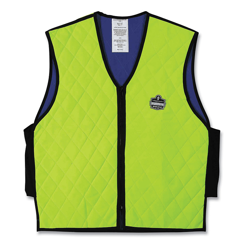 ergodyne Chill-Its 6665 Embedded Polymer Cooling Vest with Zipper, Nylon/Polymer, Large, Lime (12534)