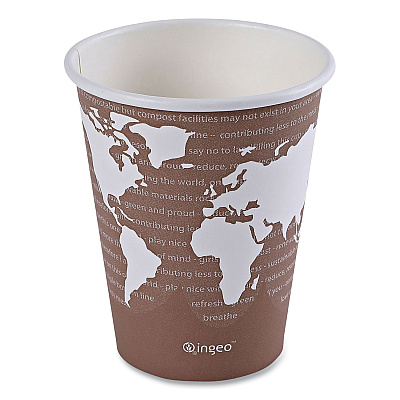 Eco-Products World Art Renewable and Compostable Hot Cups, 8 oz, 50/Pack, 20 Packs/Carton (EPBHC8WA)