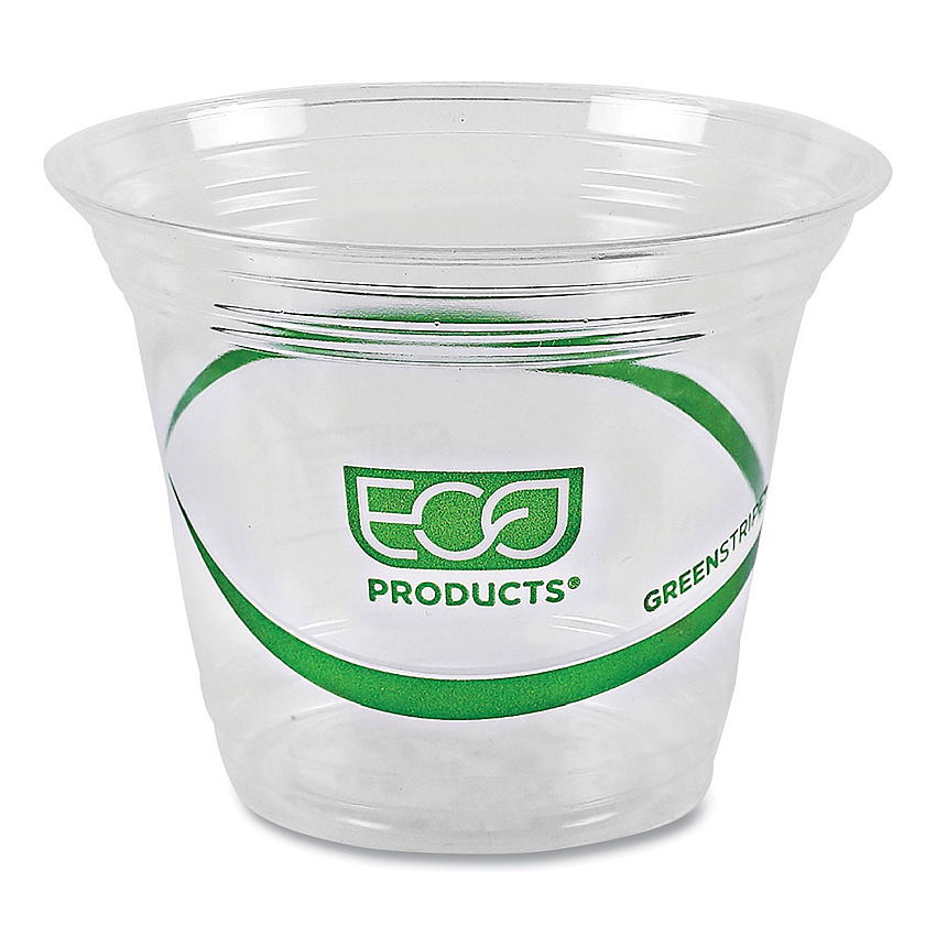 Eco-Products GreenStripe Renewable and Compostable Cold Cups, 9 oz, Clear, 50/Pack, 20 Packs/Carton (EPCC9SGS)