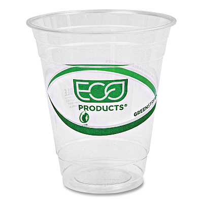 Eco-Products GreenStripe Renewable and Compostable Cold Cups, 12 oz, Clear, 50/Pack, 20 Packs/Carton (EPCC12GS)