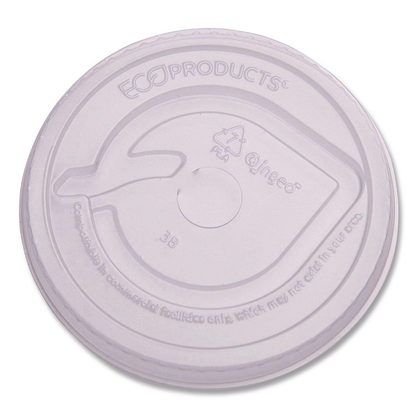 Eco-Products GreenStripe Renewable and Compost Cold Cup Flat Lids, Fits 9 oz to 24 oz Cups, Clear, 100/Pack, 10 Packs/Carton (EPFLCC)