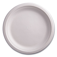 Eco-Products Renewable and Compostable Sugarcane Plates, 9" dia, Natural White, 50/Packs (EPP013PK)