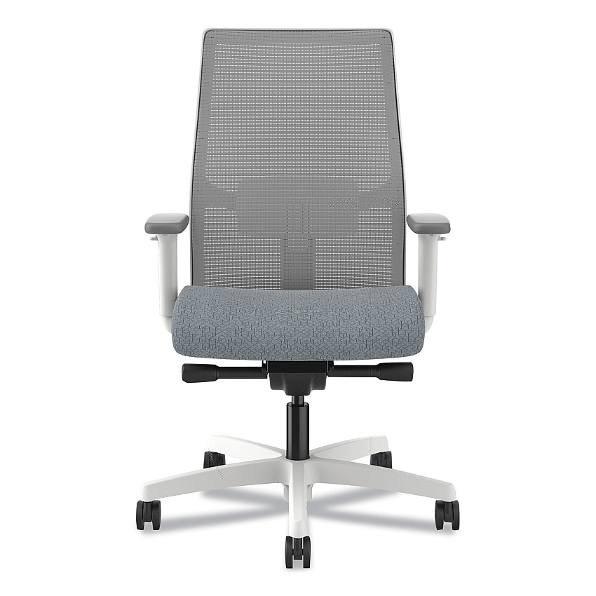 HON Ignition 2.0 4-Way Stretch Mid-Back Mesh Task Chair, 17" to 21" Seat Height, Basalt Seat, Fog Back, Designer White Base (I2MM2AFA25WX)