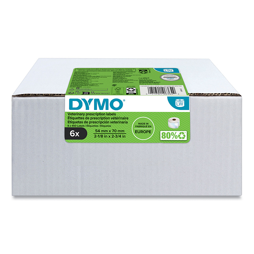 DYMO Veterinary Prescription Labels for LabelWriter Label Printers, 2.75 x 2.12, Black/White, 400 Labels/Roll, 6 Rolls/Pack (2187328)