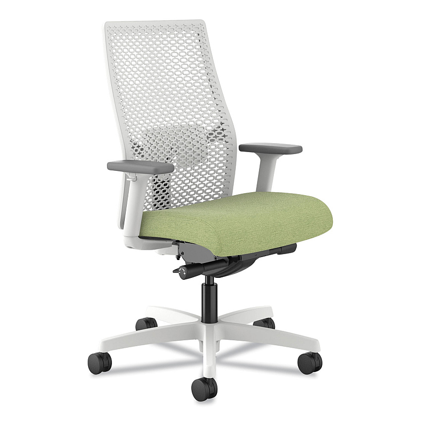 HON Ignition 2.0 Reactiv Mid-Back Task Chair, Fern Fabric Seat, Designer White Back, White Base (I2MR2ARH4DX)