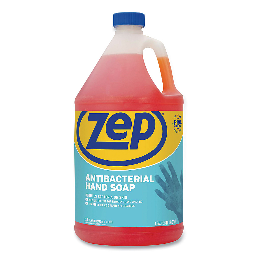 Zep Antibacterial Hand Soap, Fragrance-Free, 1 gal Bottle, 4/Carton (R46124)