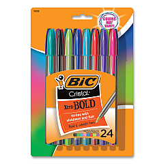 BIC Cristal Xtra Bold Ballpoint Pen, Stick, Bold 1.6 mm, Assorted Ink and Barrel Colors, 24/Pack (MSBAPP241AST)