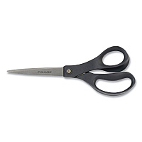 Fiskars Everyday Scissors, 8" Long, 3.75" Cut Length, Straight Black Handle (1067262)