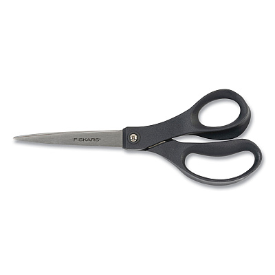Fiskars Everyday Scissors, 8" Long, 3.75" Cut Length, Straight Black Handle (1067262)