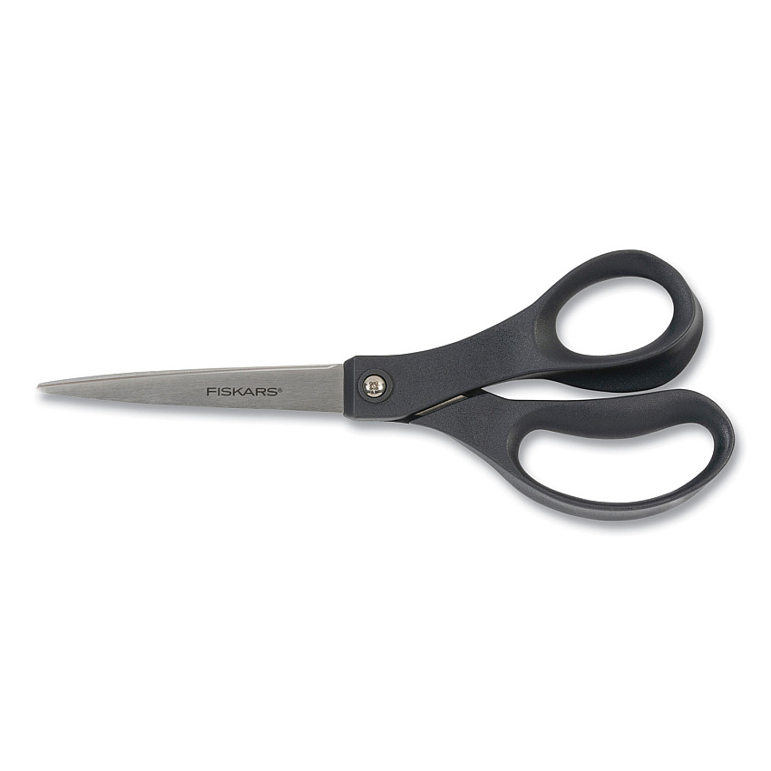 Fiskars Everyday Scissors, 8" Long, 3.75" Cut Length, Straight Black Handle (1067262)