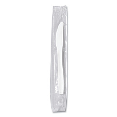 SOLO Regal Mediumweight Cutlery, Individually Wrapped, Knife, Plastic, White, 1,000/Carton (MOW20007)