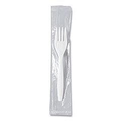SOLO Regal Mediumweight Cutlery, Individually Wrapped, Fork, Plastic, White, 1,000/Carton (MOW10007)