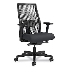 HON Ignition 2.0 ReActiv Mid-Back Task Chair, 17.25" to 21.75" Seat Height, Basalt Vinyl Seat, Charcoal Back, Black Base (I2MRL2BS23TK)