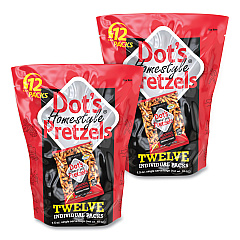 Dot's Pretzels Original Pretzels, Original, 1.5 oz Bag, 12 Bags/Pack, 2/Carton (60000266)
