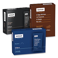 RXBAR Adult Bars, Assorted Flavors, 1.83 oz Bar, 5 Bars/Pack, 3 Packs/Carton (60000771)