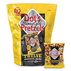 Dot's Pretzels Honey Mustard Pretzels, Honey Mustard, 1.5 oz Bag, 12 Bags/Pack, 2/Carton (60000267)