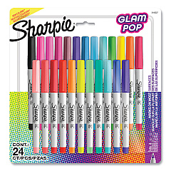 Sharpie Ultra Fine Tip Permanent Marker, Ultra-Fine Needle Tip, Assorted 80s Glam Colors, 24/Pack (2185227)