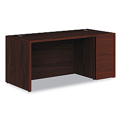 HON 10500 Series Single Pedestal Desk, Right Pedestal: Box/Box/File, 66" x 30" x 29.5", Mahogany (105897RNN)