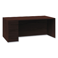 HON 10500 Series Single Pedestal Desk, Left Pedestal: Box/Box/File, 66" x 30" x 29.5", Mahogany (105898LNN)