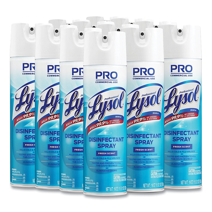 Professional LYSOL Brand Disinfectant Spray, Fresh Scent, 19 oz Aerosol Spray, 12/Carton (04675CT)