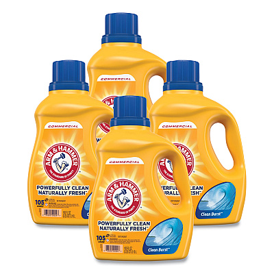 Arm &amp; Hammer Dual HE Clean-Burst Liquid Laundry Detergent, 105 oz Bottle, 4/Carton (3320050024)