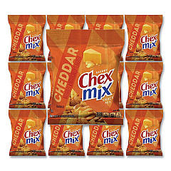 Chex Mix Snacks, Cheddar, 3.75 oz Bag, 8/Carton (SN14839)