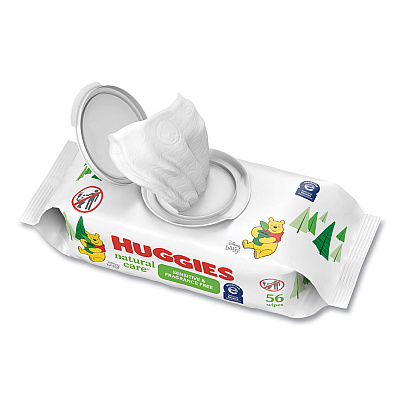 Huggies Natural Care Sensitive Baby Wipes, 3.88 x 6.6, Unscented, White, 56/Pack, 8 Packs/Carton (31803)