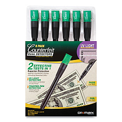Dri-Mark Counterfeit Money Detection System, UV Light; Watermark Detector; Color Change Ink, U.S. Currency, 0.8 x 0.8 x 6, Black/Green (351UV6)