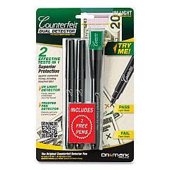 Dri-Mark Smart Money Counterfeit Detector Pen with Reusable UV LED Light, U.S.; Most Foreign Currencies, Black (351UVB)
