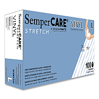 SemperCare Stretch Vinyl Examination Gloves, Cream, Large, 100/Box, 10 Boxes/Carton (SCVNP104)
