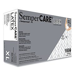 SemperCare Latex Examination Gloves, Cream, X-Large, 100/Box (SCLT105BX)