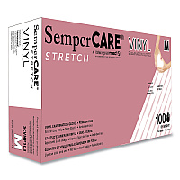 SemperCare Stretch Vinyl Examination Gloves, Cream, Medium, 100/Box, 10 Boxes/Carton (SCVNP103)