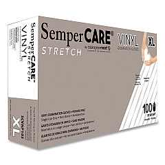 SemperCare Stretch Vinyl Examination Gloves, Cream, X-Large, 100/Box (SCVNP105BX)