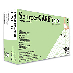SemperCare Latex Examination Gloves, Cream, Small, 100/Box, 10 Boxes/Carton (SCLT102)