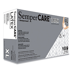 SemperCare Latex Gloves, Cream, X-Large, 100/Box, 10 Boxes/Carton (SCLT105)