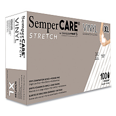 SemperCare Stretch Vinyl Examination Gloves, Cream, X-Large, 100/Box, 10 Boxes/Carton (SCVNP105)