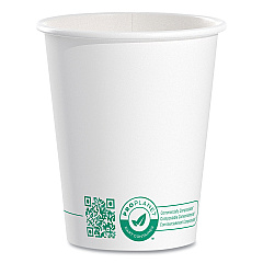 SOLO Compostable Paper Hot Cups, ProPlanet Seal, 10 oz, White/Green, 1,000/Carton (370PLAPLANET)