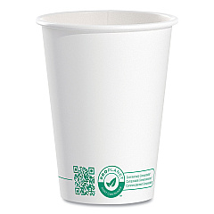 SOLO Compostable Paper Hot Cups, ProPlanet Seal, 12 oz, White/Green, 1,000/Carton (412PLAPLANET)