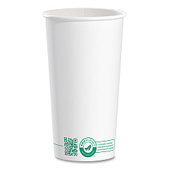 SOLO Compostable Paper Hot Cups, ProPlanet Seal, 20 oz, White/Green, 600/Carton (420PLAPLANET)