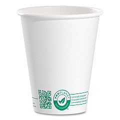 SOLO Compostable Paper Hot Cups, ProPlanet Seal, 8 oz, White/Green, 1,000/Carton (378PLAPLANET)