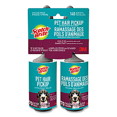 Scotch-Brite Pet Hair Pickup Lint Roller, 70 Sheets/Roller, 2/Pack (839RS70TP)