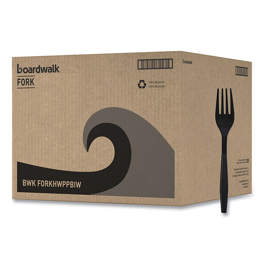 Boardwalk Heavyweight Wrapped Polypropylene Cutlery, Fork, Black, 1,000/Carton (BWKFORKHWPPBIW)