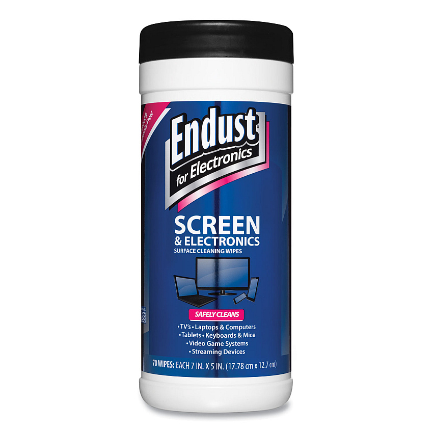 Endust Antistatic Cleaning Wipes, Premoistened, 5 x 7, Clean Scent, 70/Canister (11506)